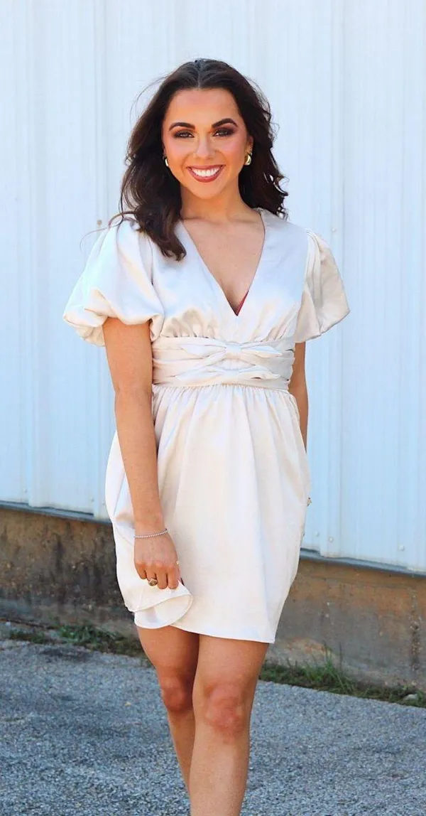 Champagne Satin Mini Dress Size Small NWT - Image 3