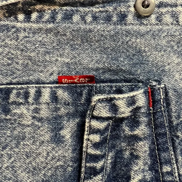 Vintage 80s Levis Sportswear Acid Wash‎ Denim Button Up Shirt Small Sequin Bow S - Image 16