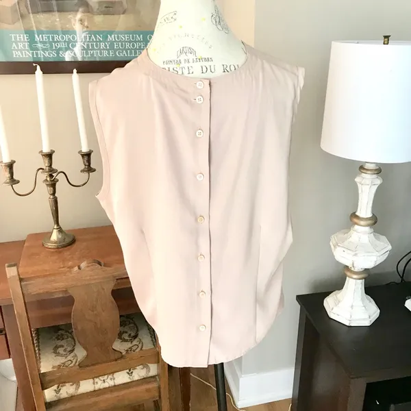 Notations Beige Blouse with Button Up Back Sz XL - Image 4