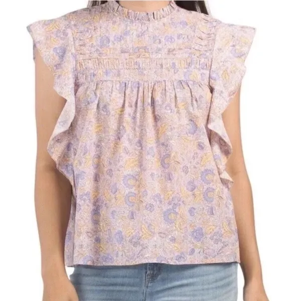 Love the Label Josepha Smocked Floral Blouse in Lavender - Image 2