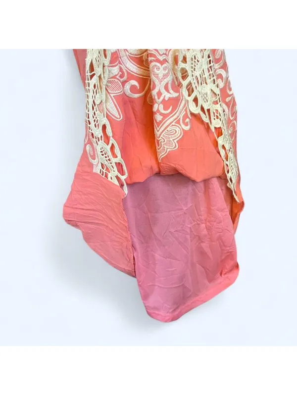 Altar’d State coral embroidered boho coquette lace trim mini dress size XS 🧡 - Image 7