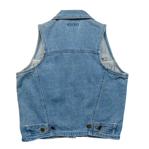 At Last & Co. 1990s Vintage Denim Floral Embroidered Vest Jean Vest Size Small - Image 3