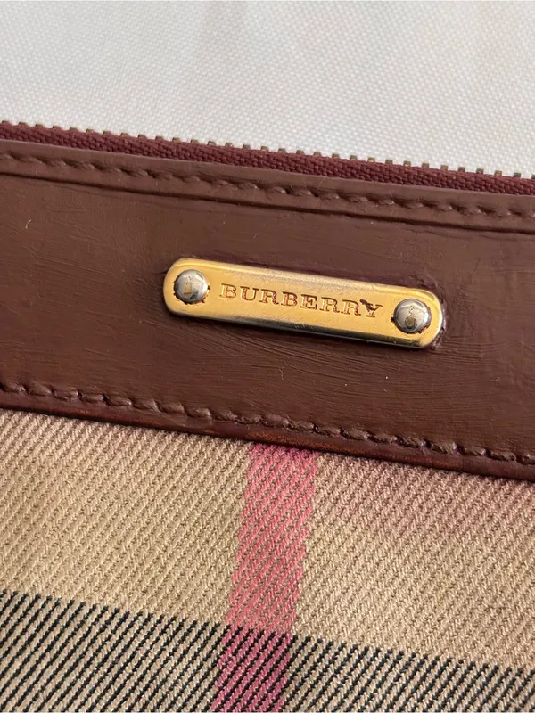 Authentic Burberry Pink House Check Zip Wallet - Leather Refinished / As Is - Image 5