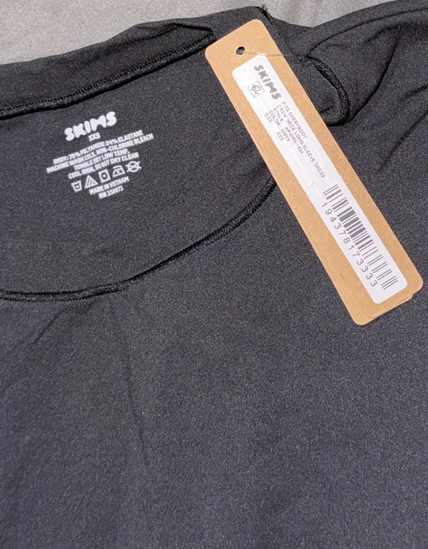 Skims Fits Everybody Crew Neck Long Sleeve Dress ‘Onyx’ - Image 3