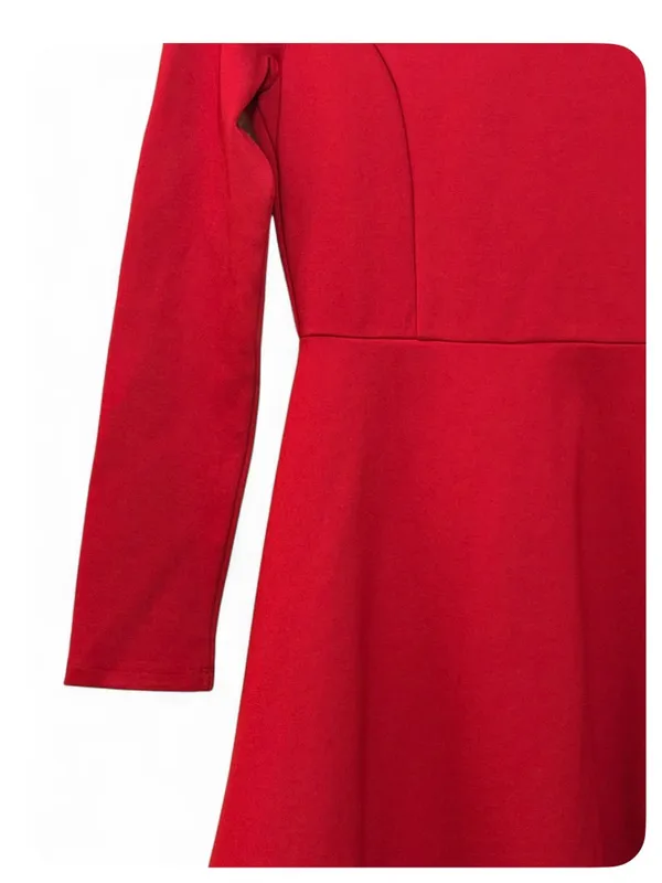 NWT Lulus Women’s Red Forever Chic Red Long SleeveMidi Dress Size Medium - Image 10