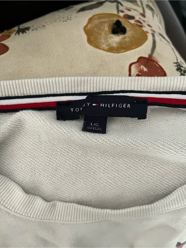 Tommy Hilfiger Womens Crewneck Sweatshirt Large White Heart Logo Cotton Preppy - Image 12