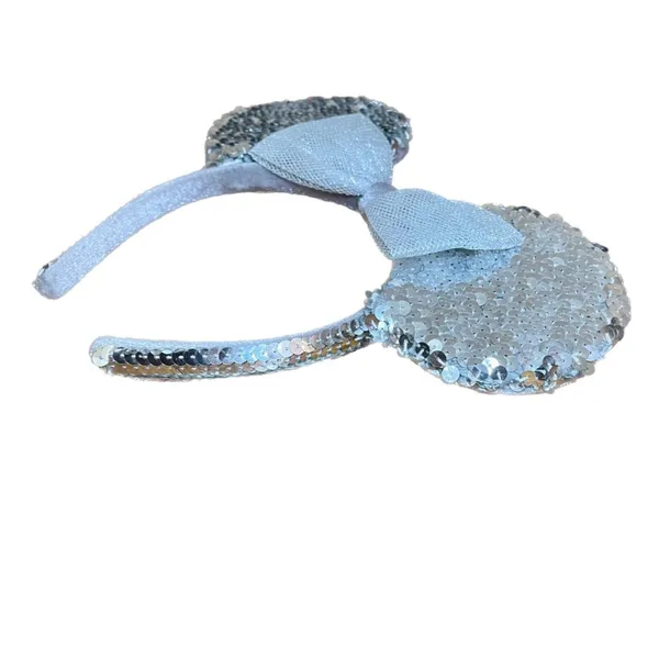 Disney Y2K Silver Sequin Minnie Ears - Image 5