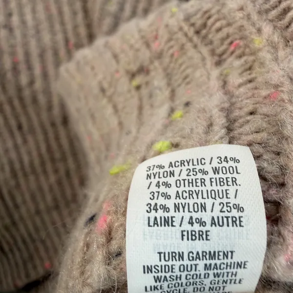 Aerie Women's Medium Beige Flecked Rib Knit Hooded Sweater Pullover Hoodie - Image 9