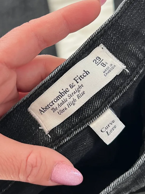 Abercrombie & Fitch Women’s Jeans Size 29 8R Black High Rise Straight Leg Denim - Image 3