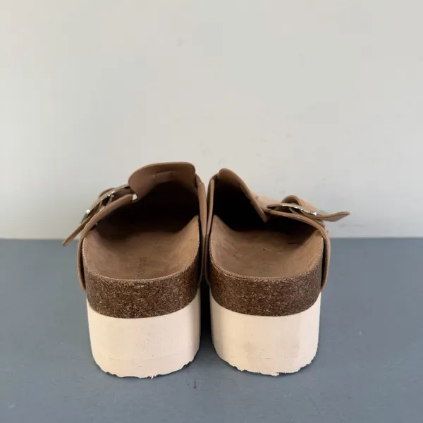 Madden Girl Cutiepie Platform‎ Sand Tan Suede Buckle Slip-On Clogs - Image 6