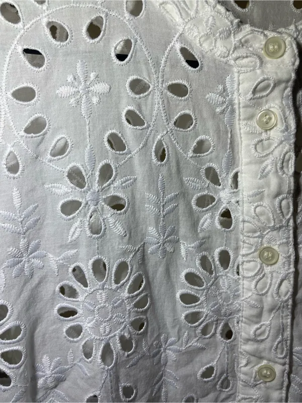 J. Crew White Eyelet Button-Front Dress - Image 4
