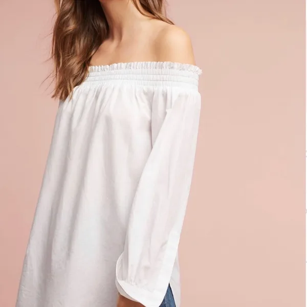 Maeve Off-Shoulder Relaxed Fit White Poplin Top Tantira size M - Image 4