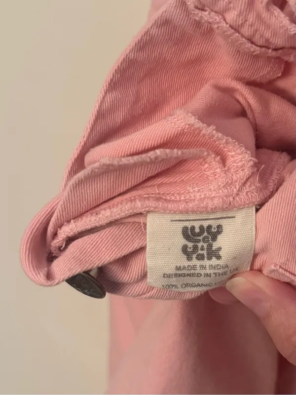 Lucy & Yak Dungaree Shorts Women’s XS Light Pink Organic Cotton Bib Overalls - Image 8