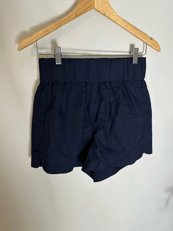 NWT Quince 100% organic cotton poplin pull on shorts xs navy - Image 2