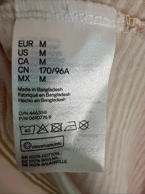 H&M Mustard and White Striped Short Sleeve Tee - Image 5