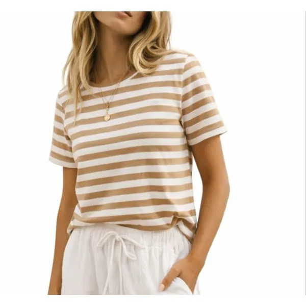 Sabo Skirt beige and white cotton tshirt size small - Image 9