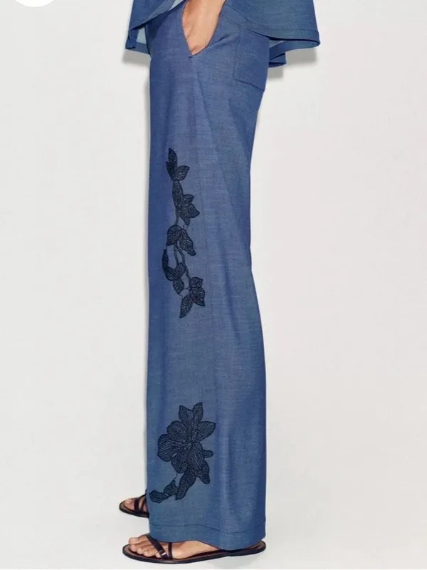 Zara wide floral pants - Image 3