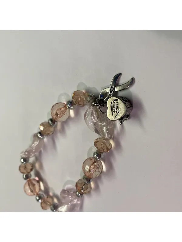 Alexa’s Angel Costume Jewelry Bracelet Beaded Stretch Pink Bead Heart Locket - Image 8