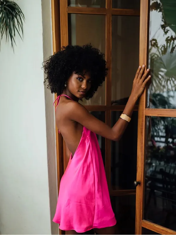 SHOW ME YOUR MUMU Jazzy Dress In Hot Pink Luxe Satin - Image 4