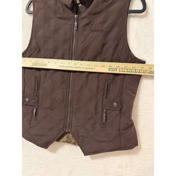 Horze Equestrian Quilted Vest Womens 10/12 Brown Diamond Padded Horse Riding Zip - Image 6