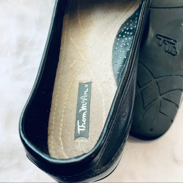 Thom McAn Black Leather Slip On Loafers Size 5.5 Professional Work Flats - Image 10