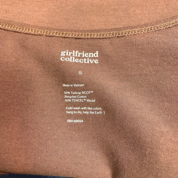 Girlfriend Collective Top‎ Small S Long Sleeve Brown Casual Everyday Essential - Image 3