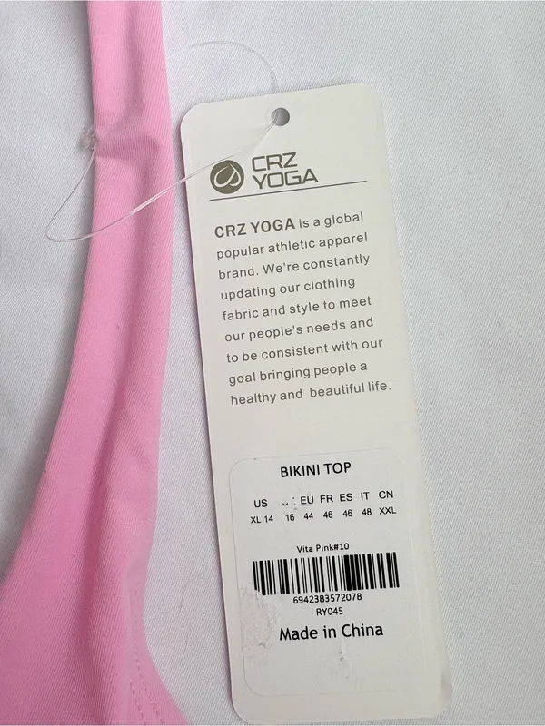 CRZ YOGA RY045 Bikini Top XL 14 Vita Pink NWT Padded Halter - Image 2