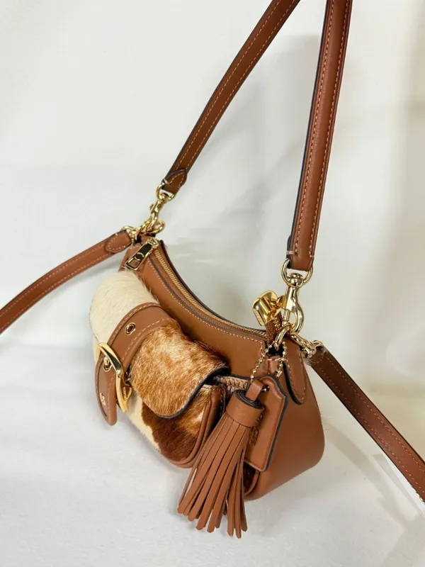 coach Ashton Mini Shoulder Bag In Haircalf With Cow Print cdx79 - Image 5