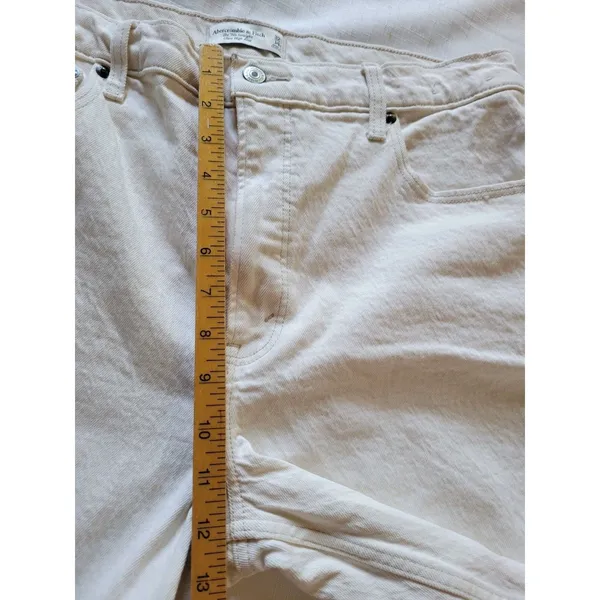 Abercrombie & Fitch The 90’s Straight Ultra High Rise Women's Jeans Sz 32 Cream - Image 8