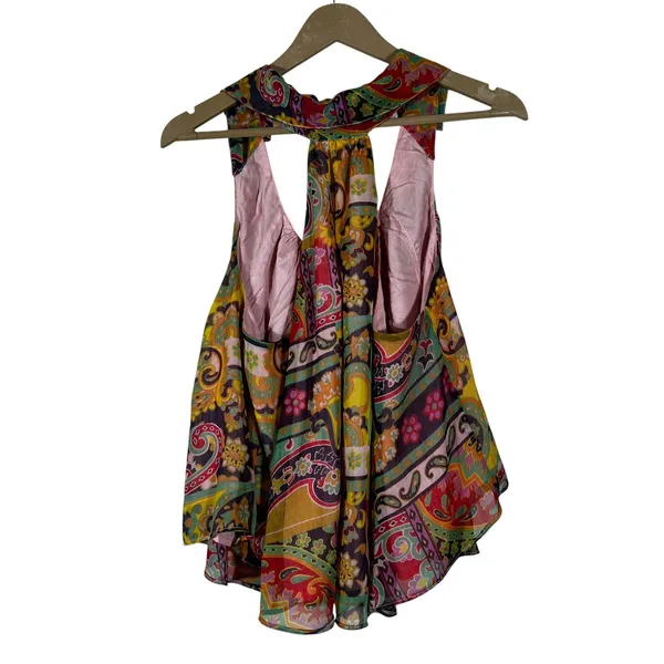 Free People Paisley Patchwork Halter Tank Top Multicolor Boho Trapeze Size M - Image 6