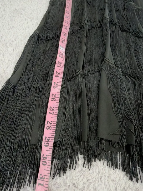 Black Fringe Slip Mini Dress - Women - Image 6