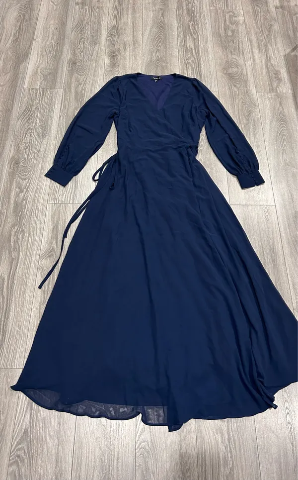 Lulus My Whole Heart Dark Navy Blue Long Sleeve Wrap Dress Size 1X MSRP $99 - Image 8