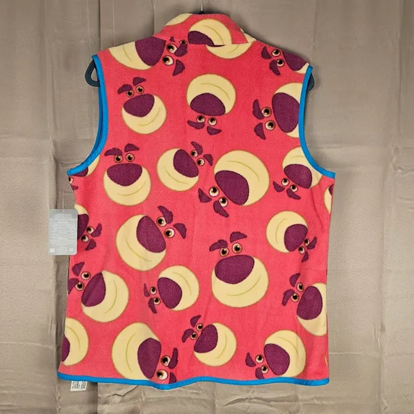 NWT Disney Parks Womens Toy Story Lotso Huggin Bear Full Zip Fleece‎ Vest Large - Image 2