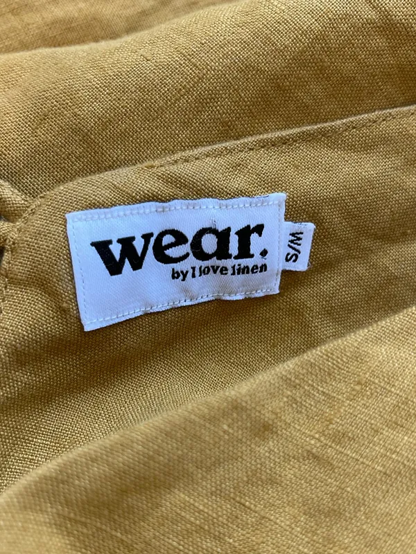 Wear By I Love Jumpsuit Linen V-Neck Sleeveless Mustard Yellow Crop Linen Size M - Image 4