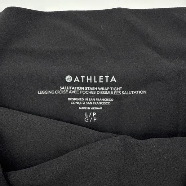 Athleta Salutation Stash Wrap Tight Black High Rise Yoga Leggings Pockets‎ Large - Image 9