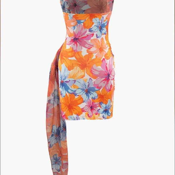Vibrant Strapless Floral Dress 2XL - Image 5