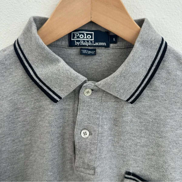 Grey Polo Ralph Lauren Y2K Cropped Polo - Image 2