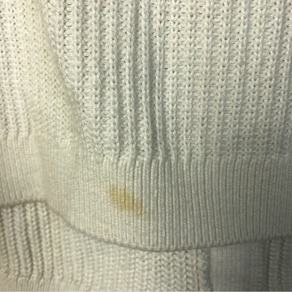 Ann Taylor‎ LOFT Ivory White Mesh Sleeve Knit Sweater M - Image 4