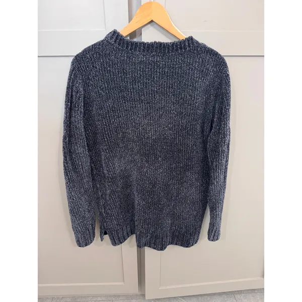 Orvis Classic Collection Womens Navy Blue Marled Chenille V-Neck Sweater‎ Size M - Image 2
