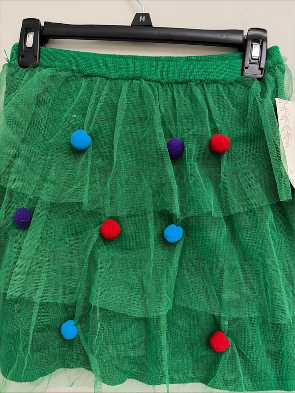Planet Gold New! Green Tulle Skirt with Colorful light up Pom Poms size S - Image 2