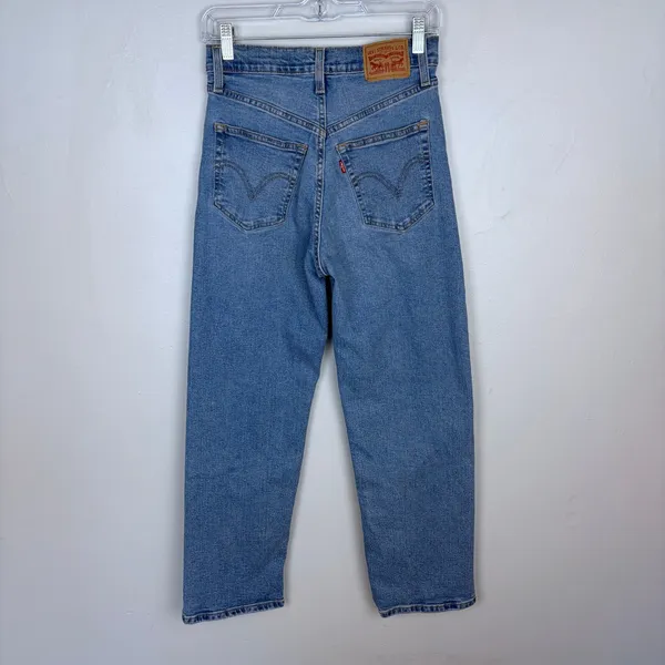 Levi's Ribcage Straight Ankle Jeans Medium Indigo Blue Highest Rise Size 26 - Image 8
