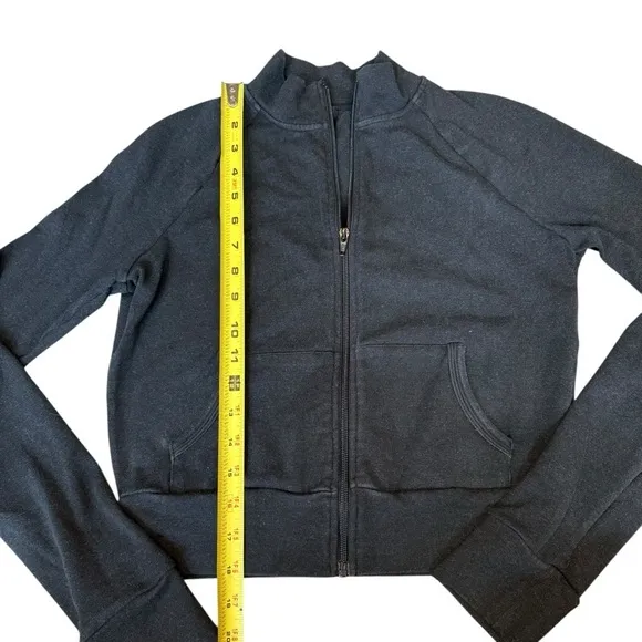 Skims‎ Women’s M Zip Up Track Jacket Charcoal Black Cropped Sporty Loungewear - Image 3