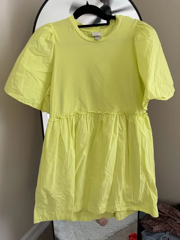 A new day Yellow Puff Sleeve Babydoll Dress - Image 2