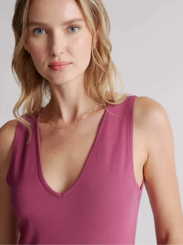QUINCE Sleeveless V-Neck French Terry Modal Jumpsuit in Rose Size Large - Image 8
