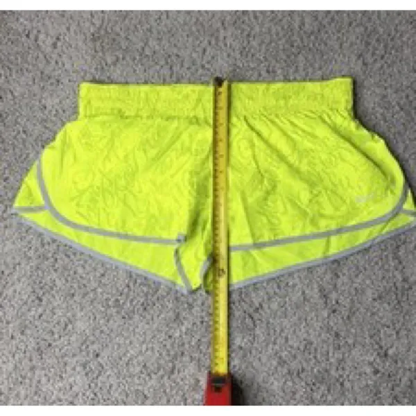 Nike Dri-FIT Womens Neon Yellow Script Graphic Running Shorts Size XL - Image 2