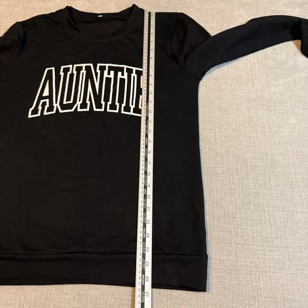 Auntie Sweatshirt Black Graphic Long Sleeve Pullover Size M‎ Varsity Lettering - Image 4