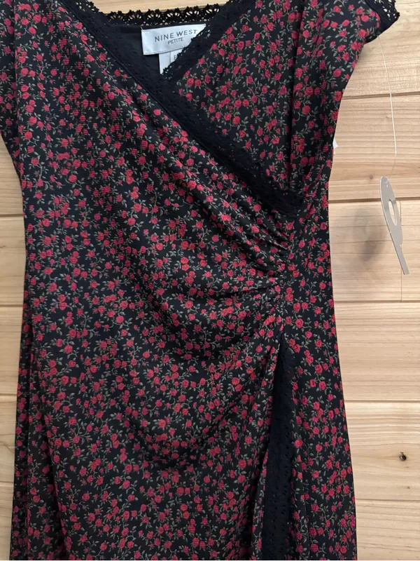 VNTG NWT Nine West Small Rosette Wrap Slip Dress Grunge Romantic Lace Coquette - Image 2