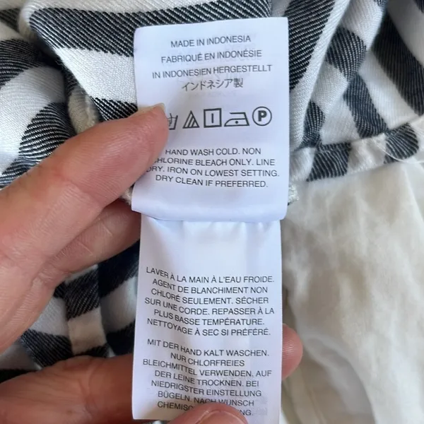 Madewell Black and White Casual Button Down Shirtdress. Size M - Image 6