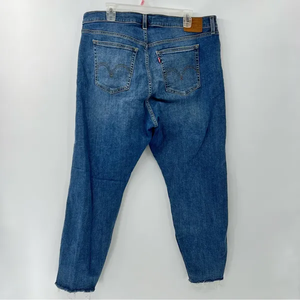 Levi’s Premium Wedgie Skinny Jeans 18W High Rise Distressed Raw Hem Blue - Image 4