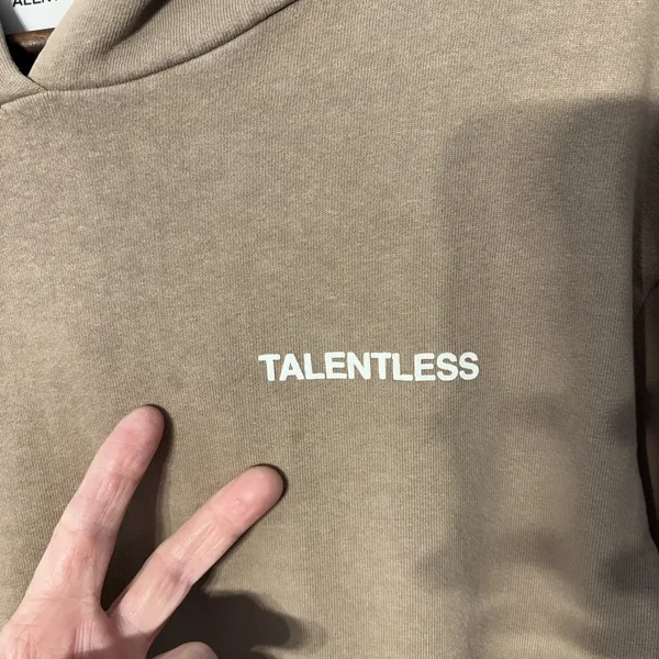 Talentless Pullover Hoodie Sweatshirt Womens XS Beige 100%‎ Cotton Casual Comfy - Image 4